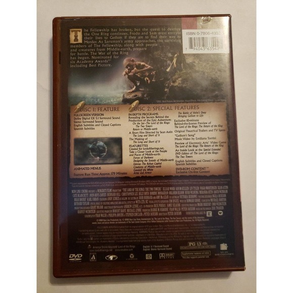 The Lord of the Rings: The Two Towers (DVD, 2003, 2-Disc Set, Full Frame Two... - Picture 2 of 4